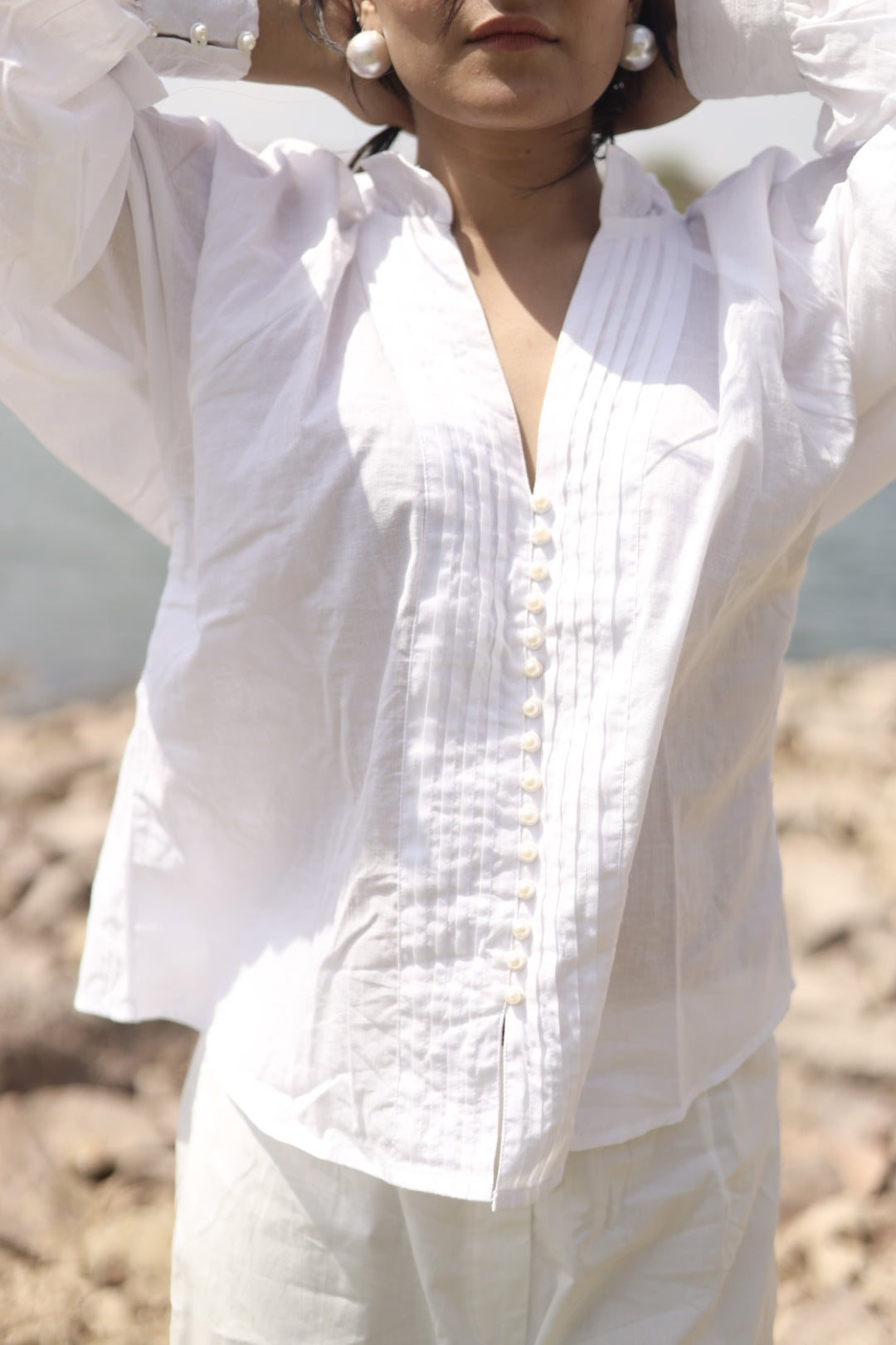 PEARLY PINTUCK CHARM TOP