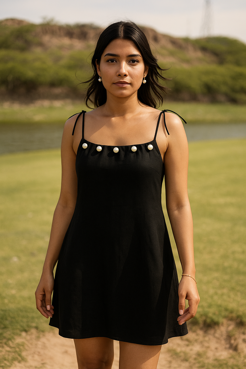 BLACK LINEN SUNDRESS
