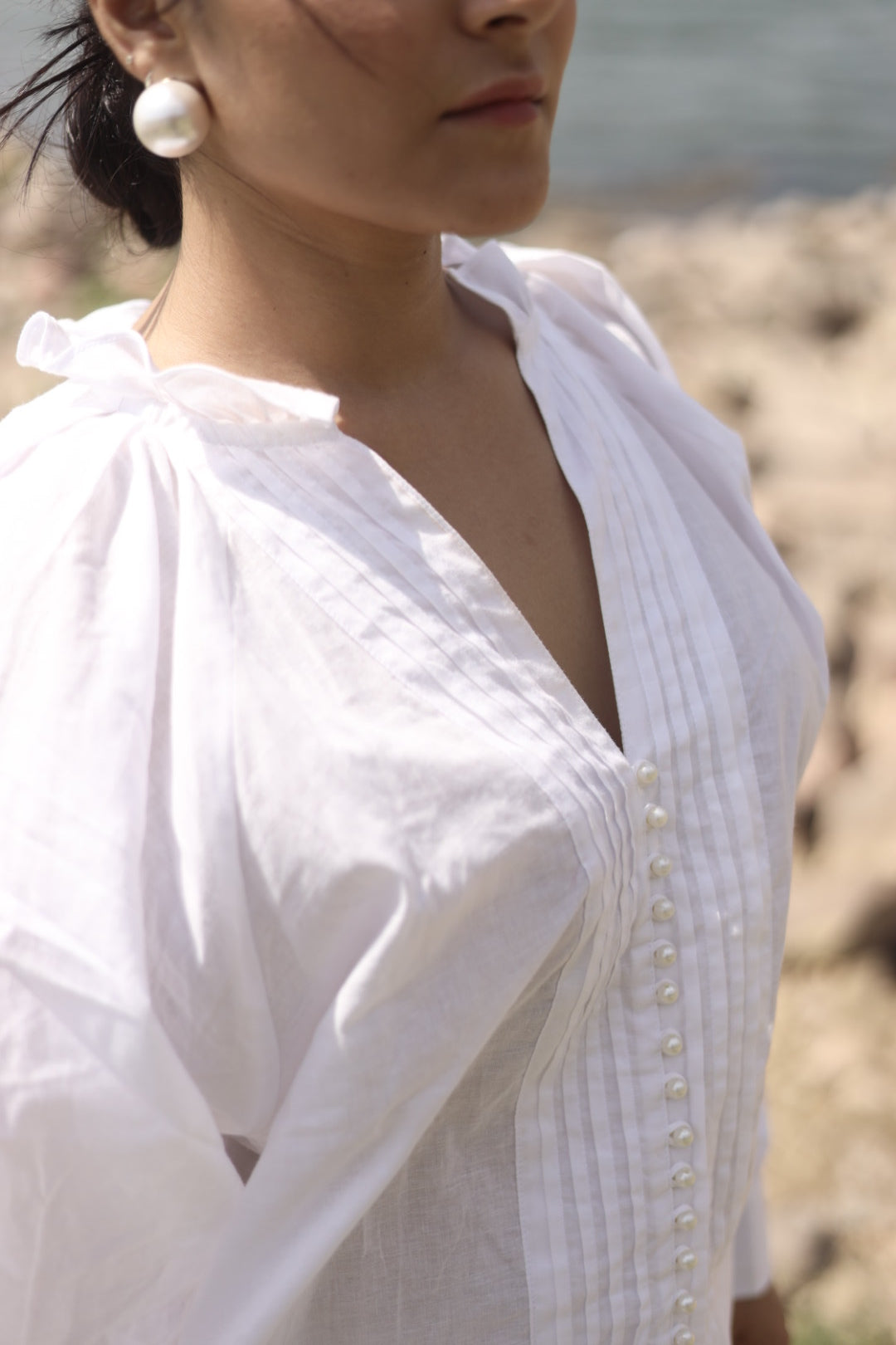 PEARLY PINTUCK CHARM TOP