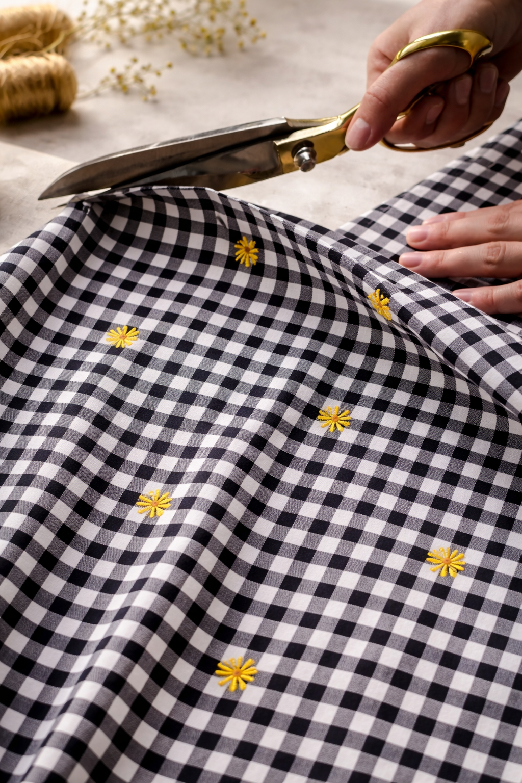 SUNFLOWER GINGHAM FABRIC